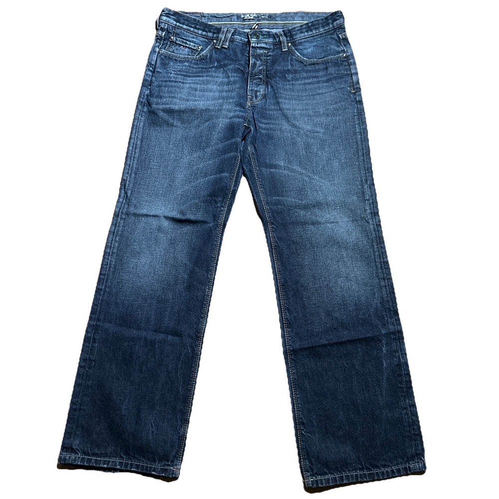 Tommy Hilfiger Jeans Men's 36x32 Madison Straight‎ Fit Blue Denim Made In Italy